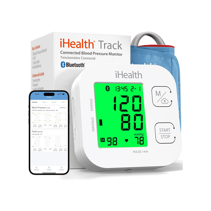 iHealth Track Smart Upper Arm Blood Pressure Monitor with Wide Range Cuff That fits Standard to Large Adult Arms